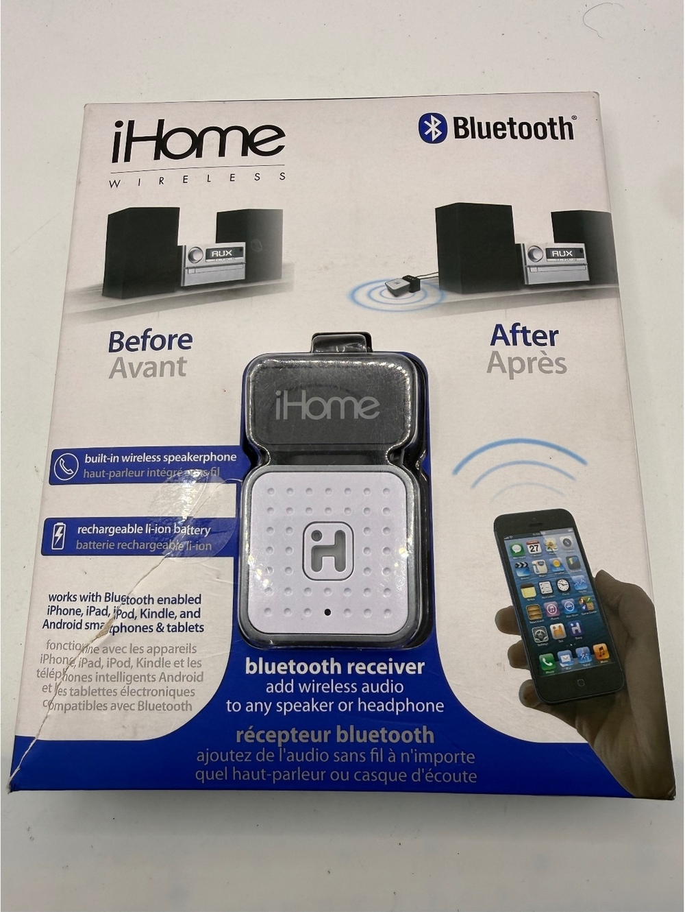 iHome Bluetooth Wireless Audio Receiver for Speakers and Headphones